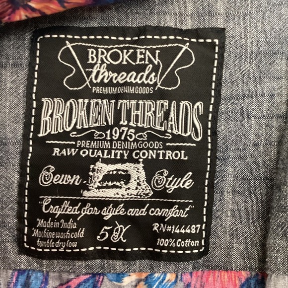 Mens Broken Threads 5XL Floral Hawaiian Print Button Up Shirt Short Sleeve - Picture 5 of 5